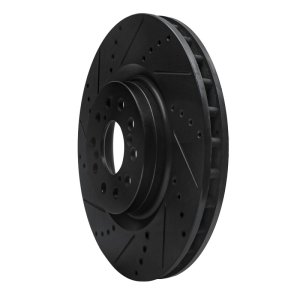 Acura Integra Brake Rotor (1) - Front Left - R1 Concepts - Drilled & Slotted - Black - `17-`25